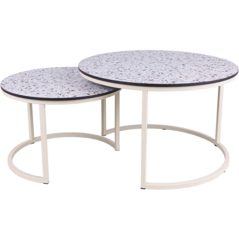 Ronde salontafel set Lucca XL 75 en 58 cm ivoor