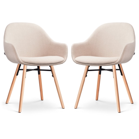 Nolon Nena-Mae Eetkamerstoelen Set van 2 - Beige - Houten Poten