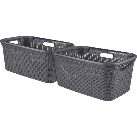 Curver Style Wasmand - 45L - 2 stuks - Antraciet