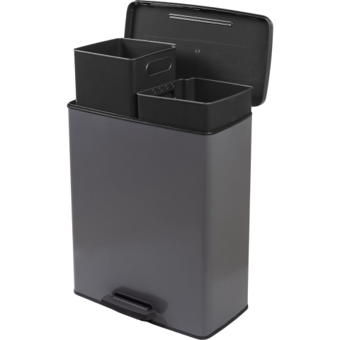 Curver Decobin Duo Prullenbak - 26L+26L - Rechthoekig - Cool Grey