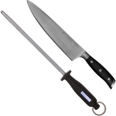 Diamant Sabatier Integra koksmes + aanzetstaal - RVS|POM - 23cm