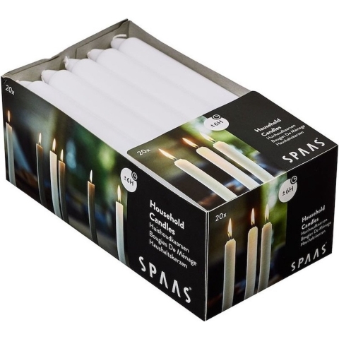 80x Witte huishoudkaarsen 18 cm 6 branduren -