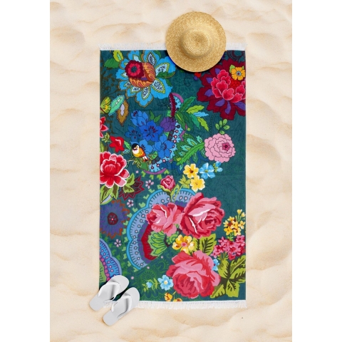 Happiness Strandlaken Velours Katoen Mandy 100x180cm - green