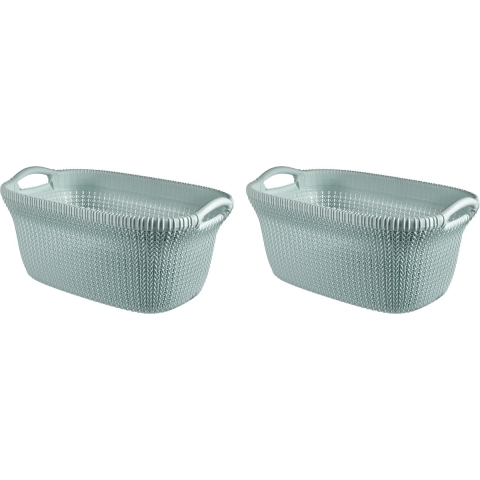 Curver Knit Wasmand - 40 l - set van 2 - Misty Blue