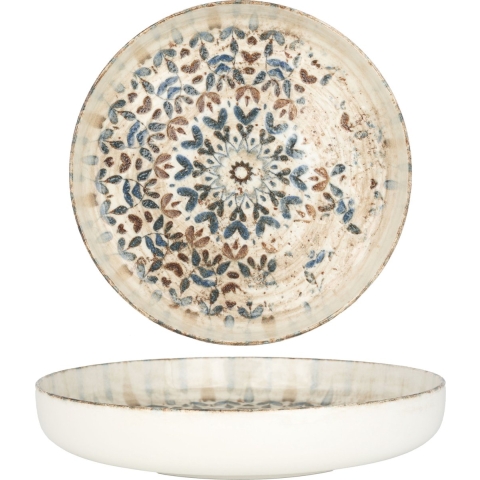 Rinart Diep bord - Aztec - Porselein - 22 cm (900cc) - set van 6