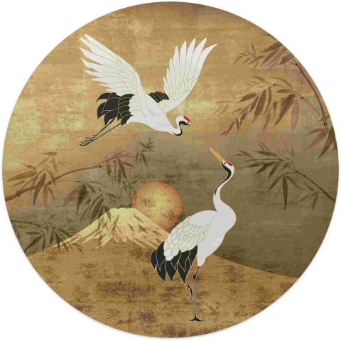 Reinders - Japanese Cranebirds - Glasschilderij Ø 50cm