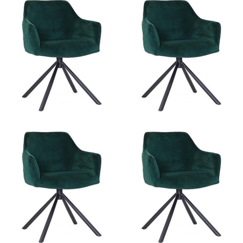 Bronx71 Velvet eetkamerstoel Furtado draaibaar groen - Eetkamerstoelen