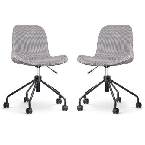 Nolon Nout-Fé Bureaustoelen Set van 2 Rib Warm Grijs - Zwart Onderstel