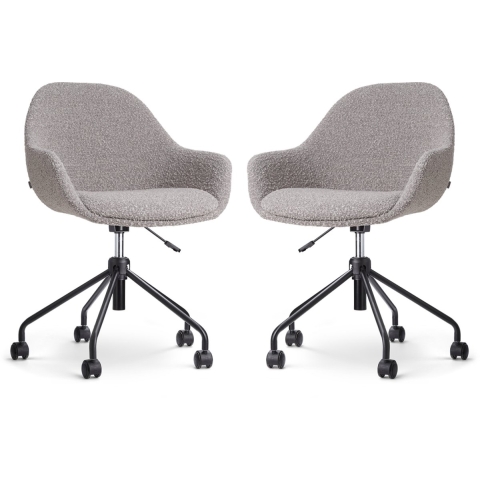 Nolon Nout-Mae Bureaustoelen Set van 2 - Bouclé Taupe - Zwart