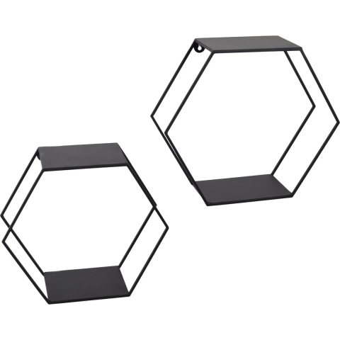LOFT42 Hexagon Set van 2 Wandboxen Zeshoek - Zwart - 41x36