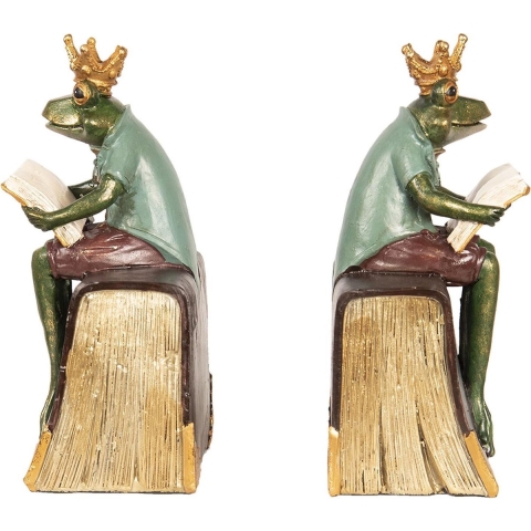 Clayre & Eef Boekensteunen set van 2 14x10x23 cm Groen Bruin