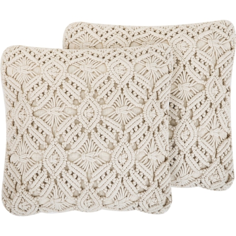 Beliani - ESENKOY - Sierkussen set van 2 - Beige - 50 x 50 cm - Katoen