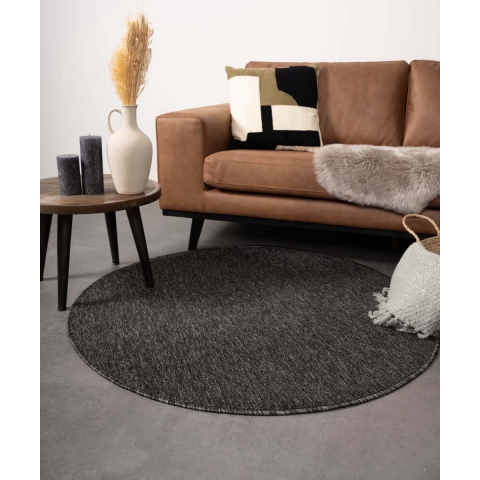 Tapeso Rond vloerkleed Lush - antraciet - 200 cm rond