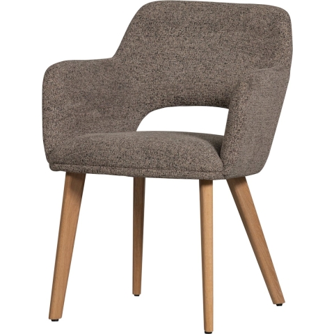 WOOOD Murat Eetkamerstoelen Houten Naturel Poot - Taupe - Set van 2