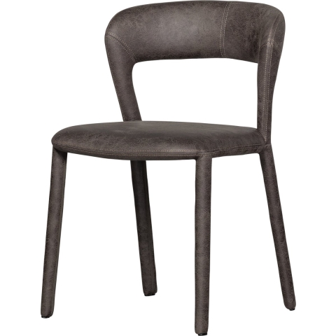 WOOOD Noble Eetkamerstoelen - Leerlook - Zwart|Grijs - Set van 2