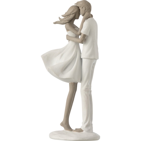J-Line decoratie Koppel Kussend - polyresin - wit|taupe