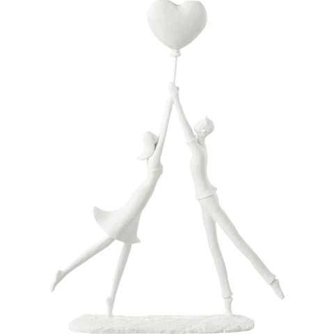 J-Line decoratie Koppel Staand Hart Ballon - polyresin - wit