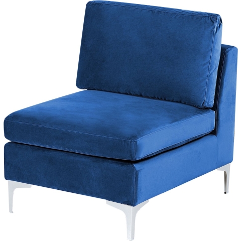 Beliani - EVJA - 1-zitsbank - Blauw - Fluweel