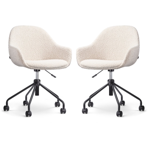 Nolon Nout-Mae Bureaustoelen Set van 2 - Bouclé Beige - Zwart
