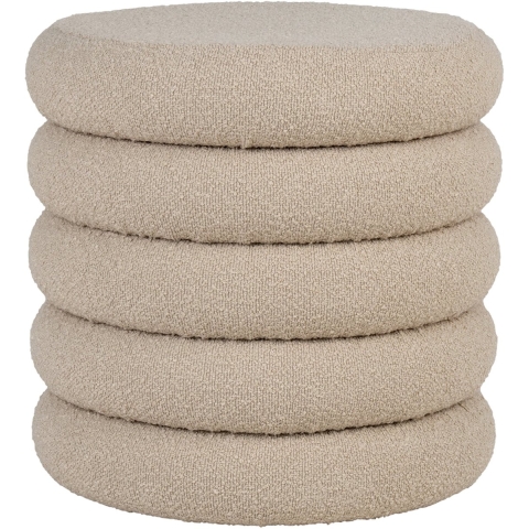 Artichok Willemijn poef bouclé beige - met opbergruimte - Ø 44 cm