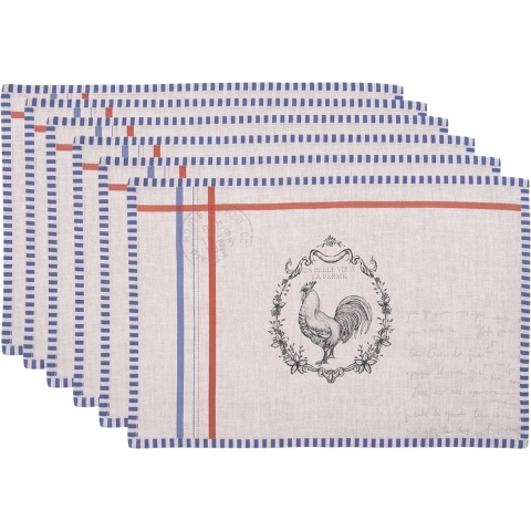 Clayre & Eef Placemats Set van 6 48x33 cm Beige Katoen Haan Tafelmat