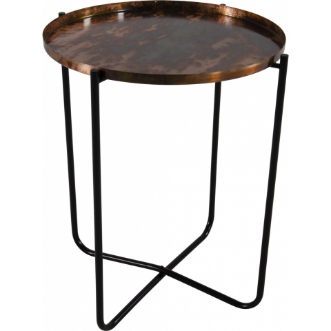 Ronde bijzettafel/plantenstandaard oud koper 50 cm -