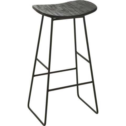 J-Line stoel Rechthoekig - gerecycleerd teak - zwart - large