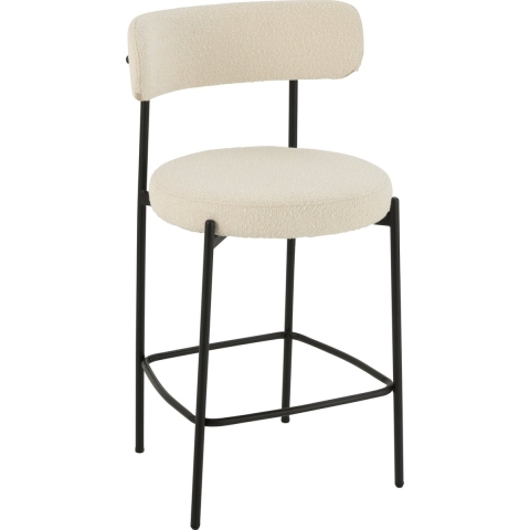 J-Line Barstoel Boucle Multiplex|Polyester Wit|Zwart