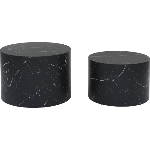 sweeek - Set van 2 ronde bijzettafels met marmerlook.