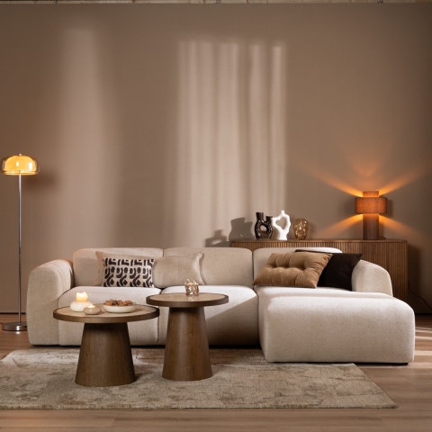Bronx71 Hoekbank Maine chenille stof beige rechts