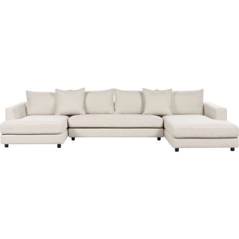 Beliani-LILVIKEN-Bank U-vormig-Lichtbeige-5 persoons-Polyester