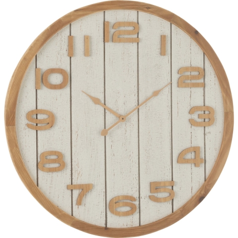 J-Line Wandklok Hout|Mdf Wit|Naturel Large