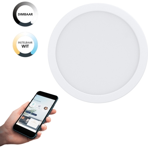 EGLO connect.z Fueva-Z Smart Inbouwlamp - Ø 21,6 cm - Wit - Dimbaar