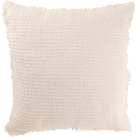 J-Line kussen Gerafelde Randen - katoen|polyester - wit