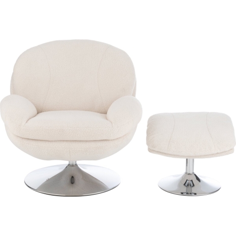 J-Line zetel Relax + Voetbank - metaal|multiplex - creme|zilver