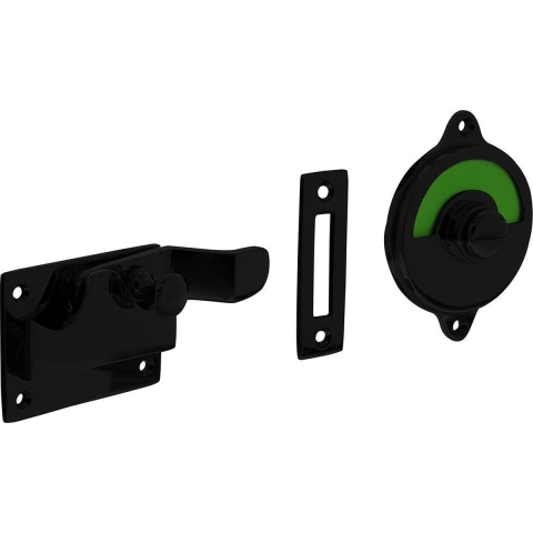 Intersteel | WC-overslag met bocht rood / groen | Mat Zwart
