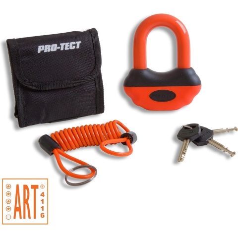 Topaz ART-4 schijfremslot oranje met reminderkabel en tas