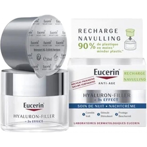 Eucerin Hyaluron-Filler + 3x Effect Nachtcrème Navulling 50 ml