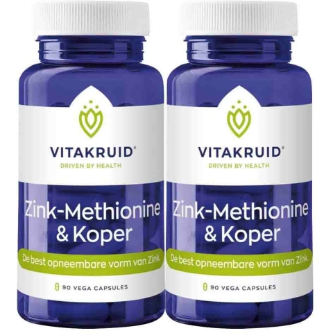 Gratis Verzending: 2x Vitakruid Zink Methionine Koper 90 capsules