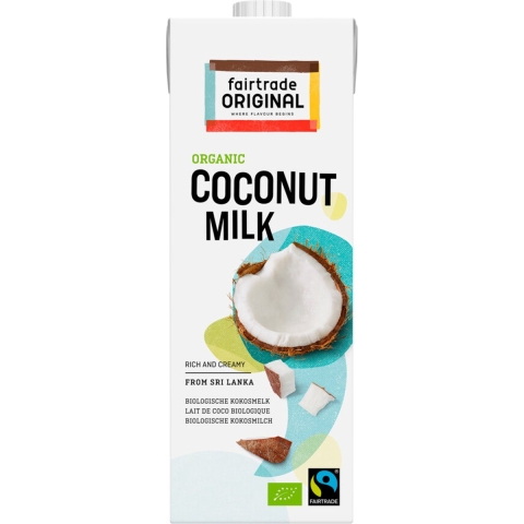 6x Fairtrade Original Kokosmelk Biologisch 1 liter