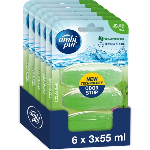 6x Ambi Pur Toiletblok Navulling Bamboe&Lotus 3 stuk