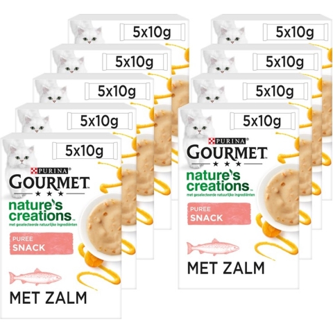 11x Gourmet Nature's Creations Puree Zalm Wortel 5 x 10 gr