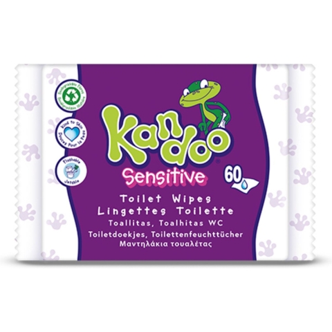 12x Kandoo Vochtige Toiletdoekjes Sensitive 60 stuks