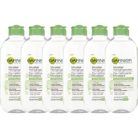 6x Garnier SkinActive Micellair Reinigingswater voor Gemengde Huid 400 ml