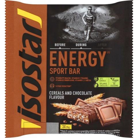 6x Isostar High Energy Sportreep Chocolade 3 x 40 gr