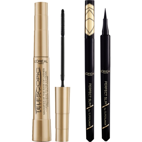 1+1 gratis: L'Oréal Geschenkset Telescopic Classic Mascara&Superliner Perfect Slim Zwart 2 stuks