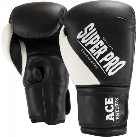 Super Pro Combat Gear Ace (Kick)Bokshandschoenen - Zwart/Wit - 6 oz