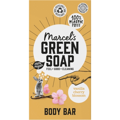 6x Marcel's Green Soap Showerbar Vanilla&Cherry Blossom 150 gr