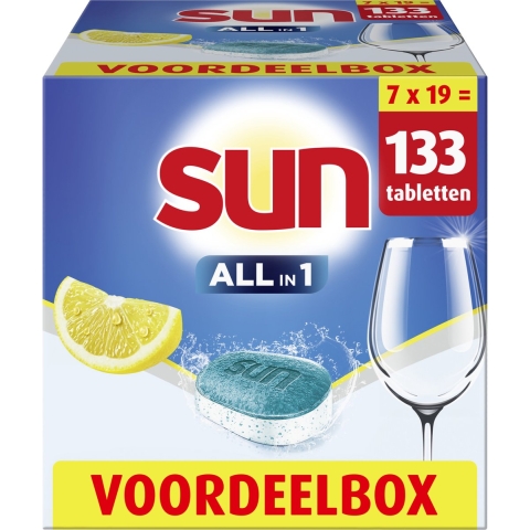 7x Sun Vaatwastabletten All-in-1 Citroen 19 stuks