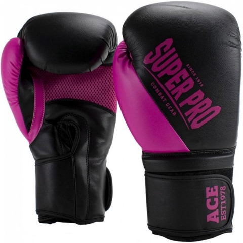 Super Pro Combat Gear Ace (Kick)Bokshandschoenen - Zwart/Roze - 8 oz